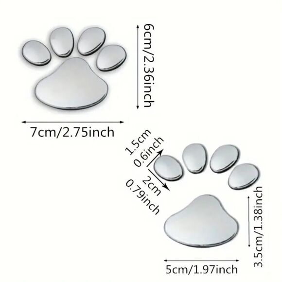 2PCS/Set 3D Cool Paw Print Car Stickers Dog & Cat Footprint Decals - Picture 9 of 10